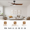 52 Inch Modern Smart App Silent Led Ceiling Fans with Dimmable Light for Bedrooms