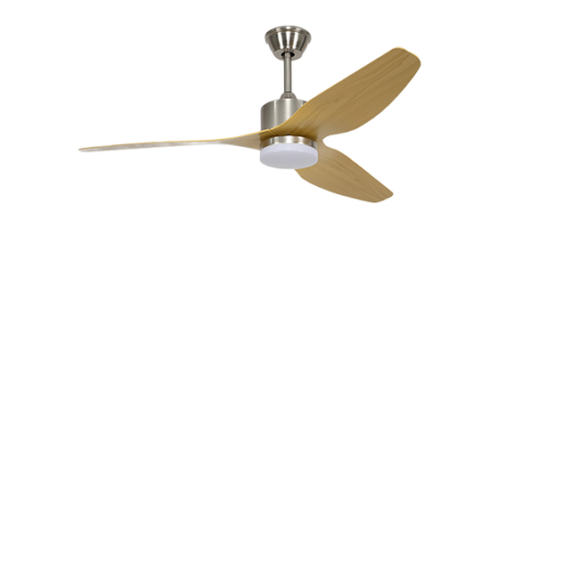 Modern Gold LED Ceiling Fan with 3 Solid Wood Blades and 6 Speed Remote Control Noiseless DC Motor for Living Room