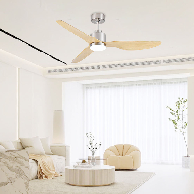 Room 52 Inch ABS Blade Brushed Satin Nickel Ac Dc Motor Ceiling Fan