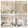 52 Crystal LED Chandelier Fan Lamp Remote Control 3 Color Changes Invisible Ceiling Fan Living Room Project Installation