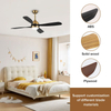 Modern Decorative Bedroom Wood Led Lamp 52inch Light Ceiling Fan with Remote Control and Light