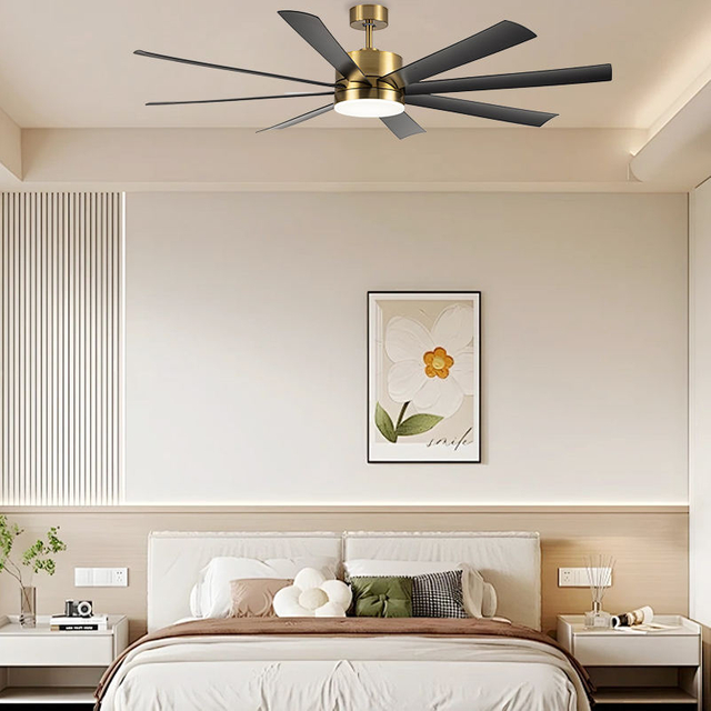 New Latest Remote Control Modern 75 Inch Large Room Black Wifi Abs Led Ceiling Fan with Light