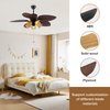 Intelligent 52 Inch Home Appliances ABS Leaves Design Blades Ceiling Fan with Led Light
