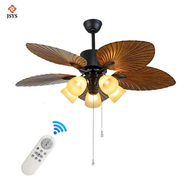 Intelligent 52 Inch Home Appliances ABS Leaves Design Blades Ceiling Fan with Led Light