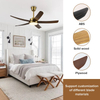 Living Room Retro Remote Control Ceiling Fan Light 52 Inch 5 Blade Celling Fan With Bright Light