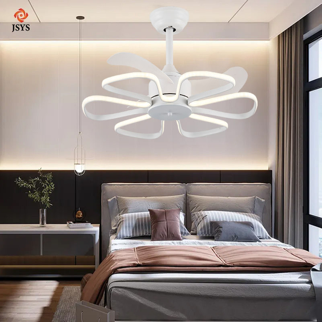 Modern Home Minimalist Bedroom Remote Control 3 ABS Blades Ceiling Fan with Led Light