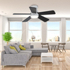Commercial Energy Saving Smart 42 Inch Black 5 Blade Ceiling Fan Dimble Led Lights with Fan