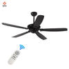 Indoor 52 Inches Ceiling Fan Manufactures in China Intelligent Remote Control Black Ceiling Fan