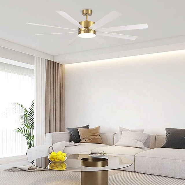 Modern Simple Style Smart 8 Blades 65inch Dc Ceiling Lamp and Fan with Light and Remote Control