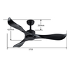 Living Room Dc Ceiling Fan 3 Abs Plastic Blade 6 Speeds Reversible Dc Motor Modern Ceiling Fan Living Room Matte Black 40w