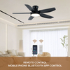 42 Inch Flush Mount Led Ceiling Fan Dimmable Light Remote Control Noiseless Low Profile for Living Room Bedroom
