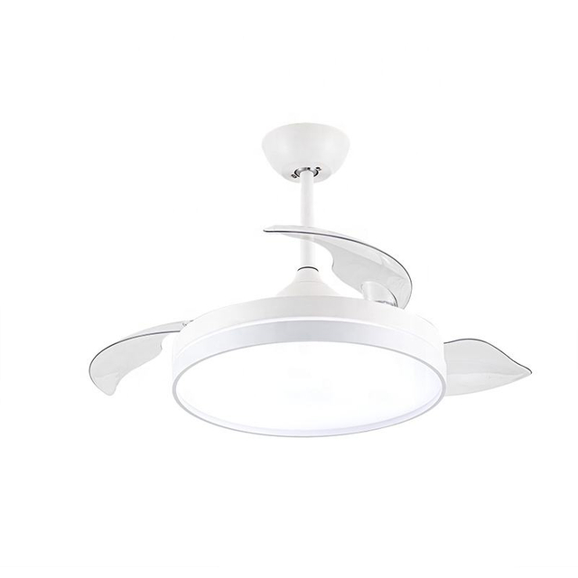 High Quality Indoor Smart Regularly Timeable White Ceiling Retractable Fans with Light Wifi
