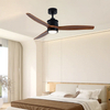 Electric Flush Ceiling Fan with Fancy Wood Blades and Light DC Motor Remote Control-for Hotels and Households