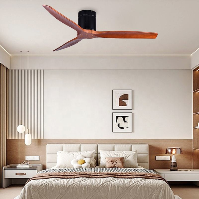 3 Solid Wood Blades Modern Ac Dc Ceiling Fan No Light Remote Control Low Noise Ceil Fan