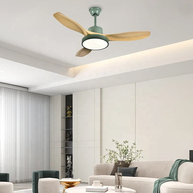 Design Modern 52 Inch Celling Fan Wooden Blades Led Ceiling Fans with Light and Remote Control
