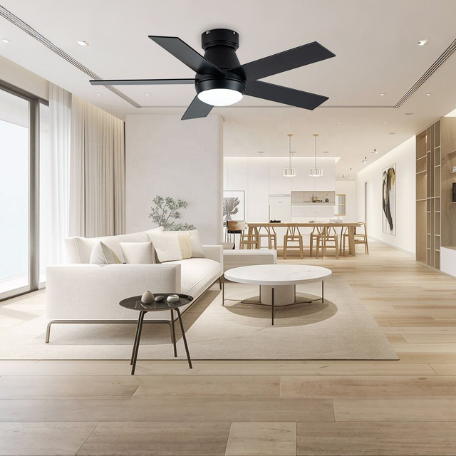 Inverter Smart Black Colour 5 wings Plywood Blade Ceiling Fan 52inch Fan and Light with Remote