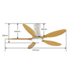 Dimmable Living Bedroom Room Smart Remote Control Ceiling Fan Lamp 5 Leaf Fan and Led Light