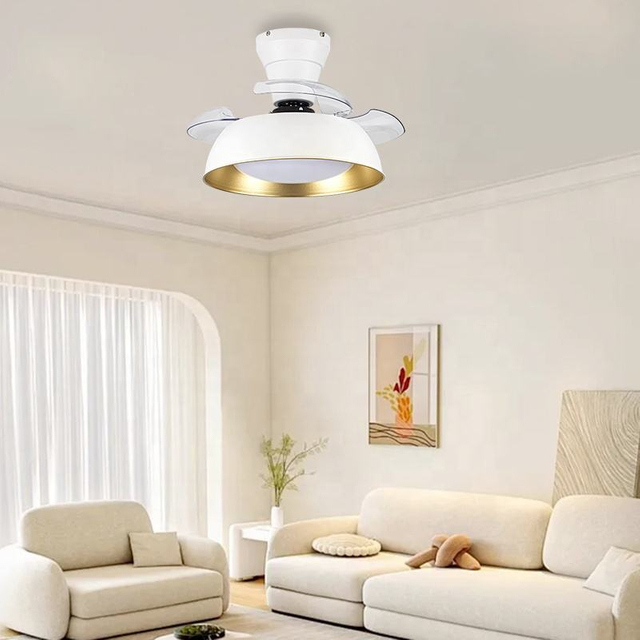 Smart Plastic Small Size 26inch Led Ceiling Light with Invisible Ceiling Fan for Small Spaces