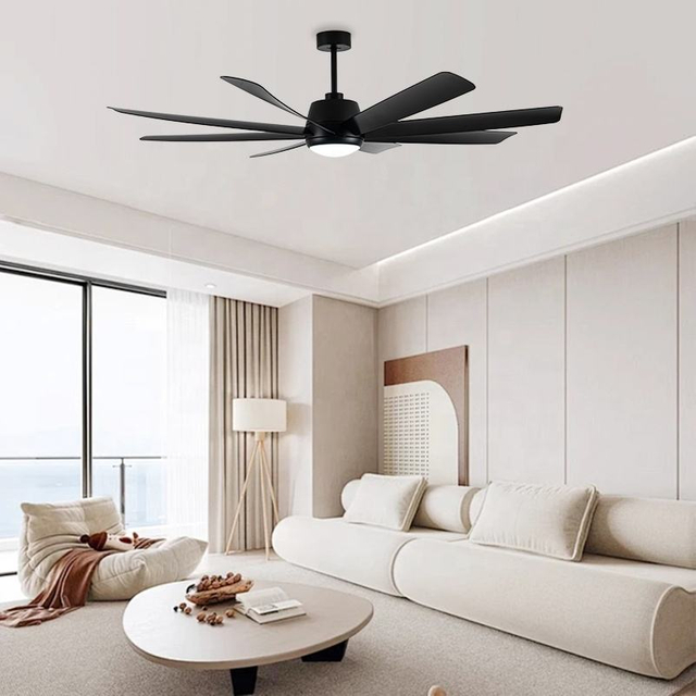 Modern Design Indoor Black Ceiling Fan and Power Saving Energy Saving Lights with Remote Control