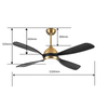 High Quality Nickel Home Ceiling Fan Light Wood 52 Inch 4 Black Blades With Led Chand Light