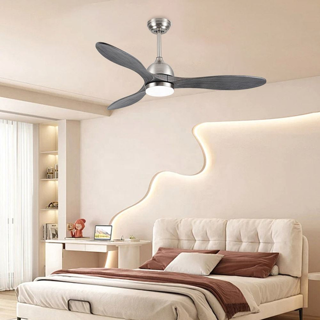 Modern Home Led Bldc Ceiling Fan Lights 24w 6speed Wifi Lamp with Light and Wooden Blade