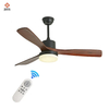 52 Inch Living Room Designer Solid Wood Blades Decorative Ceiling Fan with LED