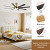 New Latest Remote Control Modern 75 Inch Large Room Black Wifi Abs Led Ceiling Fan with Light