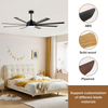 Large Area Mega 100inch Aluminium Ceiling Fans Black Large 8 Blade Long Blade Fan Lamp