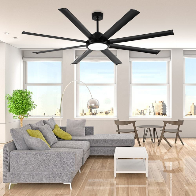 Contemporary extra Large Luxury Black 100 Inch Ceiling Fan bluetooth APP Celling Fan with Light