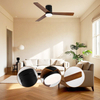 2025 Living Room Bedroom Remote Control 52inch Wood Flush Mount Ceiling Fan with Light Remote