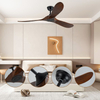 Modern Smart Bldc 3 Blade Wooden Ceiling Fan Black Brown Dc Wood 56 Inch Fan with Remote