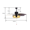 Western Fancy ABS Led Lamp Multifunction Smart Remote Control Ceiling Fan with Light 52inches