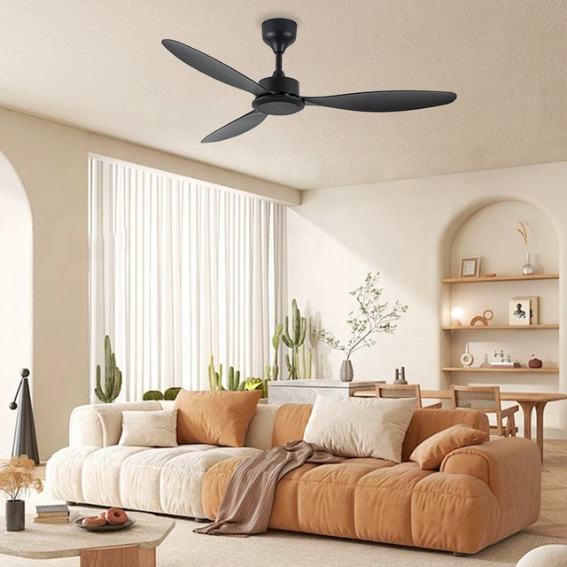High Quality Energy Saving Multi-function Black 56 Inch Cheap Ac Dc 3 Abs Blades Ceiling Fan