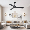 High Quality Unique Design Stylish Black Silenceremote Control Smart Ceiling Fan for House