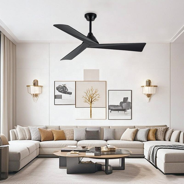 High Quality Unique Design Stylish Black Silenceremote Control Smart Ceiling Fan for House