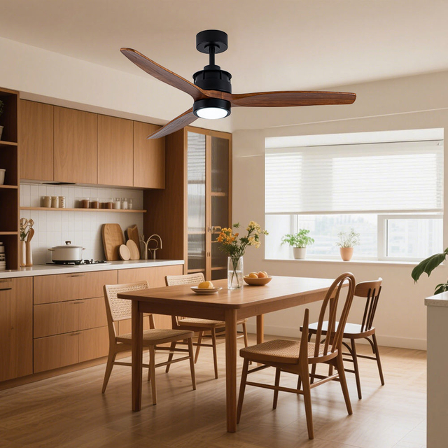 High Quality Ceiling Fan Simple Dinning Room High Quality 3 Wooden Blades with Light Silent Dc Motor Ceiling Fan