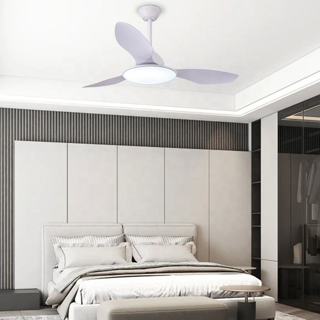 2025 Morden Designer Quality White Remote Control Led Ceiling Light and Fan Combo with Abs Blade