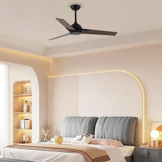 Modern Indoor Ac Dc Motor Decorative 52inch Three Blades Ceiling Fan With Remote Control