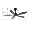 Malaysia Hot Sale Silent 56 Inch 55W DC Copper Motor Five Indoor Ceiling Fan for Living Room