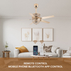 52 Gold Crystal LED Chandelier Fan Lamp Remote Control 3 Color Changes Ceiling Fan Living Room Project Installation