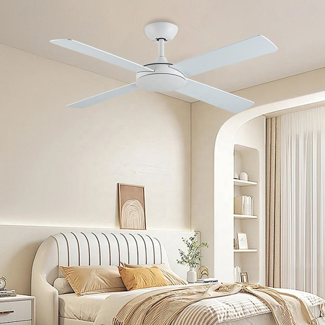 New Style Indoor White 40 Watt 4 Wing 52 Inch Ceiling Fan with Remote Control No Light