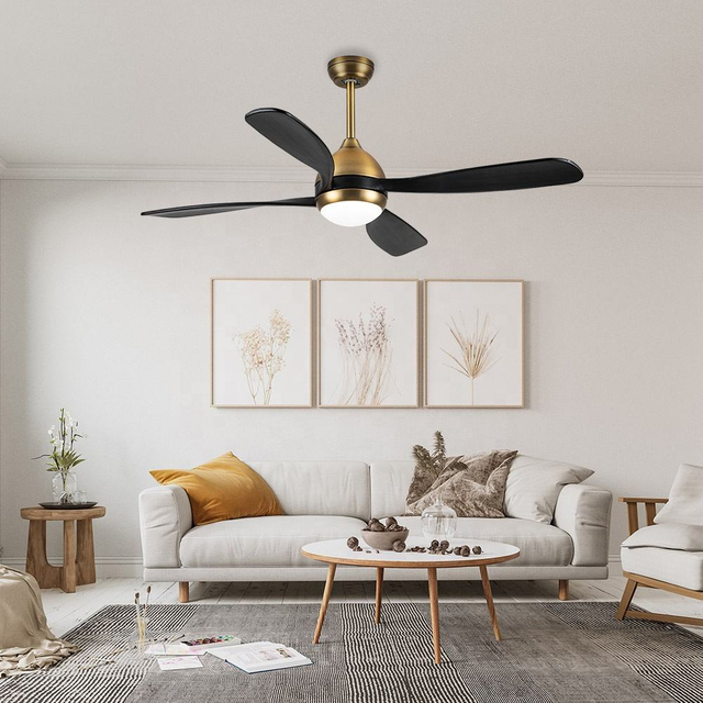 Modern Decorative Bedroom Wood Led Lamp 52inch Light Ceiling Fan with Remote Control and Light