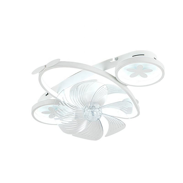 Modern Fancy Unique Flower Three Ceiling Fan Home Ues Led Light Smart Remote Lamp with Fan