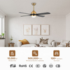 High Quality Nickel Home Ceiling Fan Light Wood 52 Inch 4 Black Blades With Led Chand Light