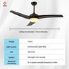 Modern Decorative Dimmable 52 Inch 3 Blade Led Ceiling Light with Fan and Remote
