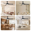 52 Inch Abs 3 Blades Bedroom Ceil Fan Lamp Remote Control Dc Motor Led Ceiling Fan With Light