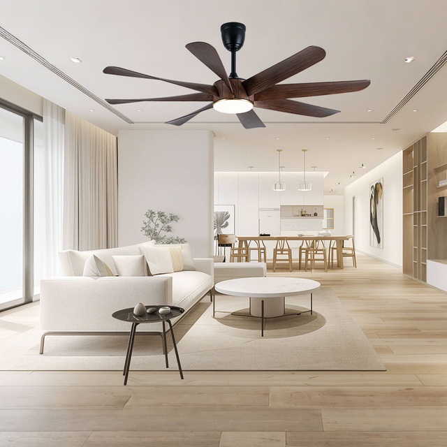 Luxury 60 Inch 8 Blades Iron Abs Modern Matt 3 Colors New Ceiling Fan Living Room Lamp With Led Light