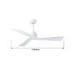 Modern 52-inch Indoor/outdoor Ceiling Fan 3 Blades in White Remote Control for Household