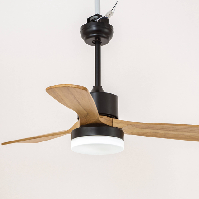 2022 Zhong Shan Wooden Ceiling Fan Led Ceiling Fan With Light Remote Control Led Ceiling Fans