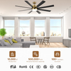 New Latest Remote Control Modern 75 Inch Large Room Black Wifi Abs Led Ceiling Fan with Light